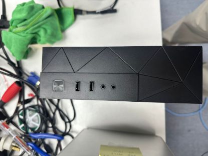 Picture of OEM Mini PC — Black Geometric Design (Likely Intel NUC / ASRock DeskMini / Custom SFF Build)
